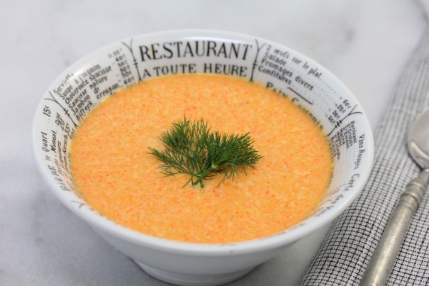 Soup in bowl with garnish
