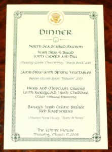 Green and white invitation to the White House dinner