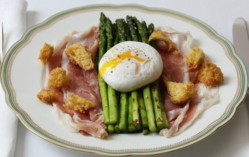 Poached Egg with Prosciutto and Asparagus