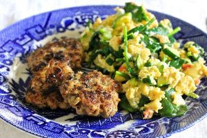 Farmer's Scramble and Granny Smith Sausage Patties