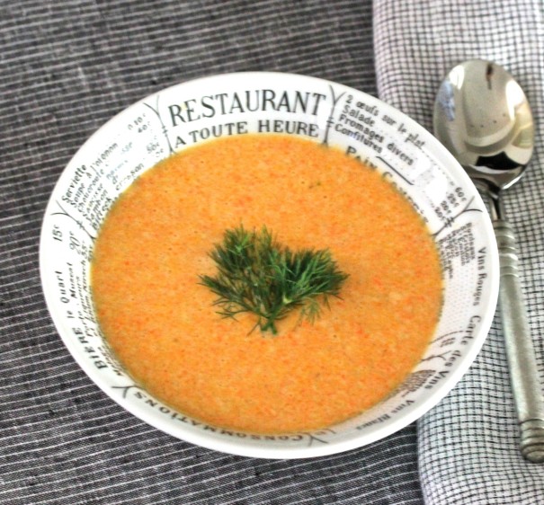 Cream of carrot soup in bowl