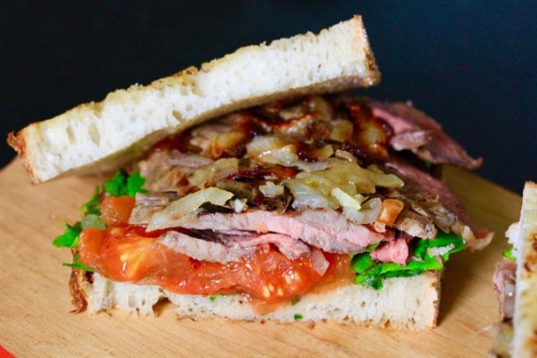 Rib Eye and Roasted Tomato Sandwich on Americas-Table.com