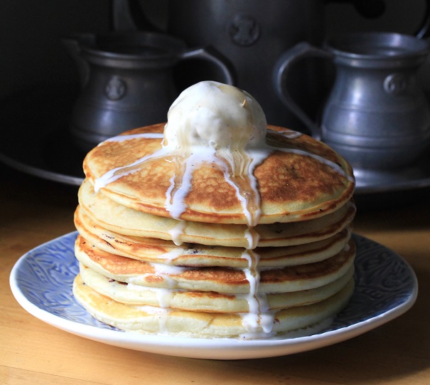 Blueberry Pancakes With Vanilla Ice Cream