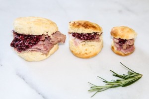 Ham Biscuits with Blackberry Honey Butter on Americas-Table.com