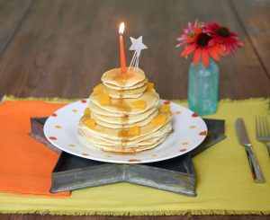 Birthday breakfast pancakes