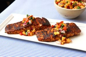 Blackened Salmon With Peach Salsa