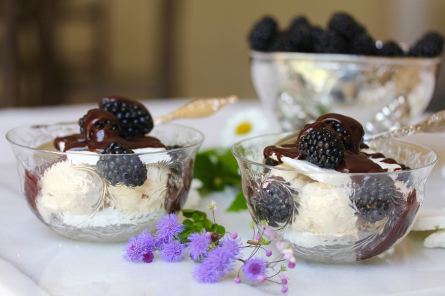 Chocolate Blackberry Meringue Sundae