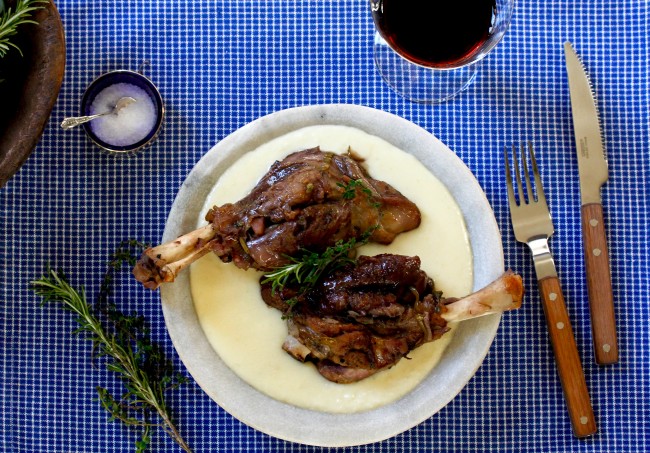 Lamb Shanks with Extra Cheesy Mashed Potatoes