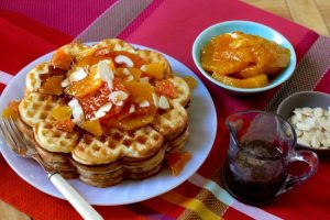 RAISED WAFFLES IN SPICED ORANGE SYRUP on Americas-Table.com