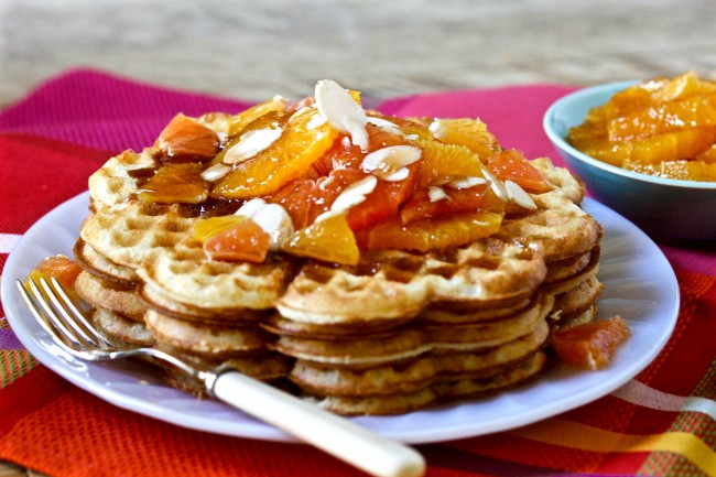 RAISED WAFFLES IN SPICED ORANGE SYRUP on Americas-Table.com