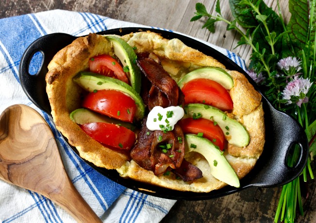 BACON, AVOCADO AND TOMATO DUTCH BABY on Americas-Table.com