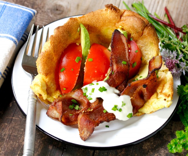 BACON, AVOCADO AND TOMATO DUTCH BABY on Americas-Table.com