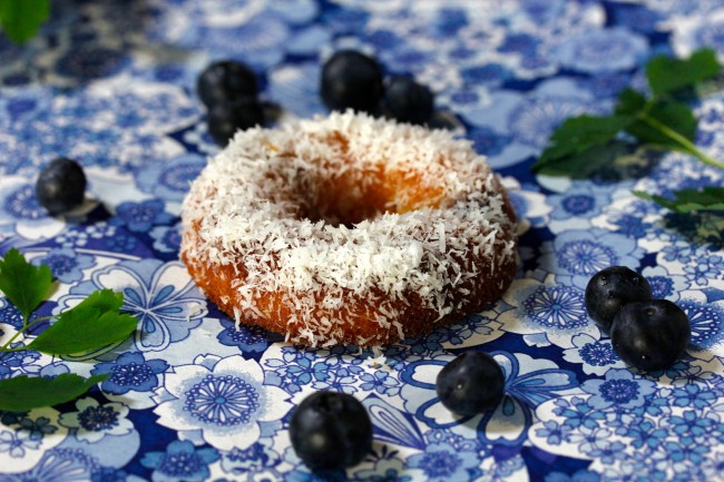 Blueberry Coconut Baked Doughnuts