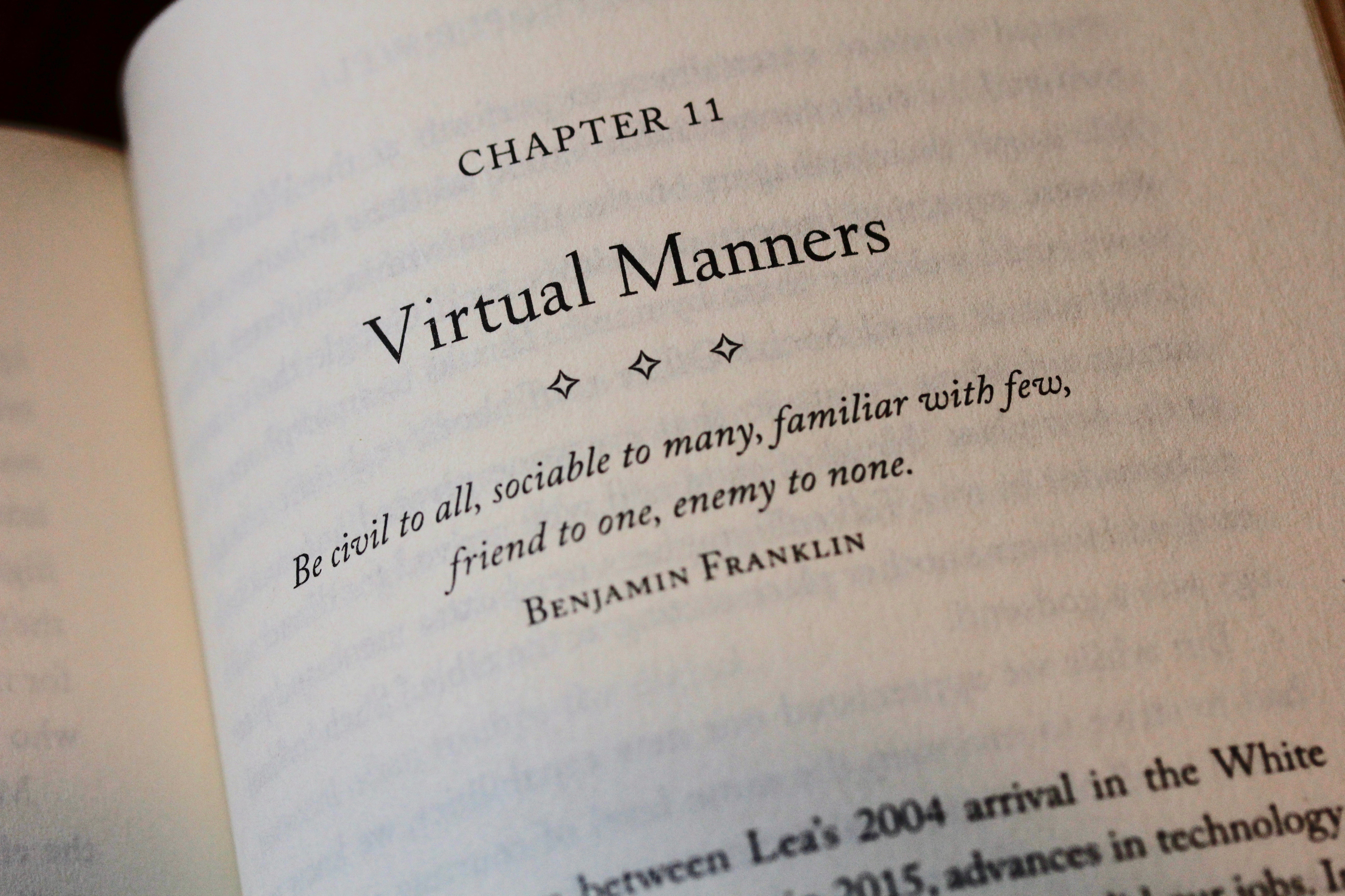Virtual Manners: Treating People Well