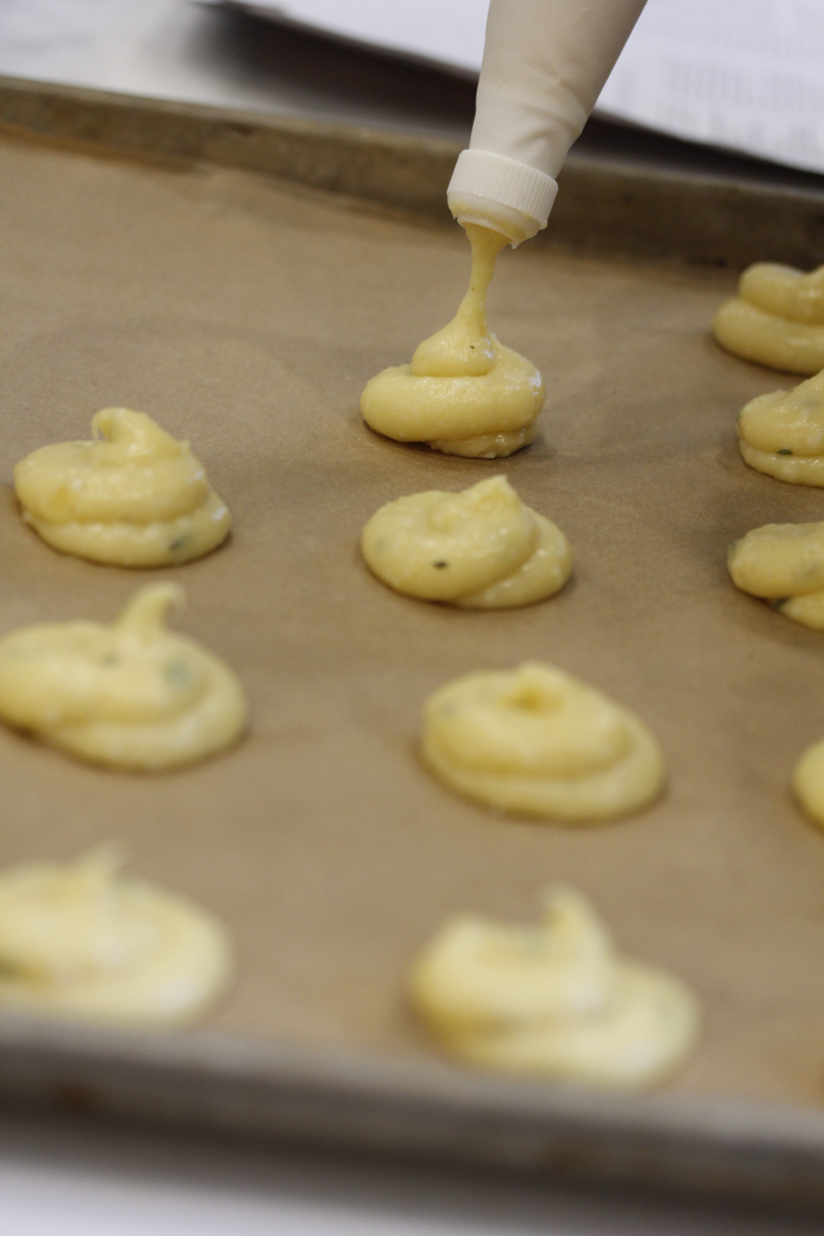 Cheddar Caraway Crisps and Thyme Gougeres