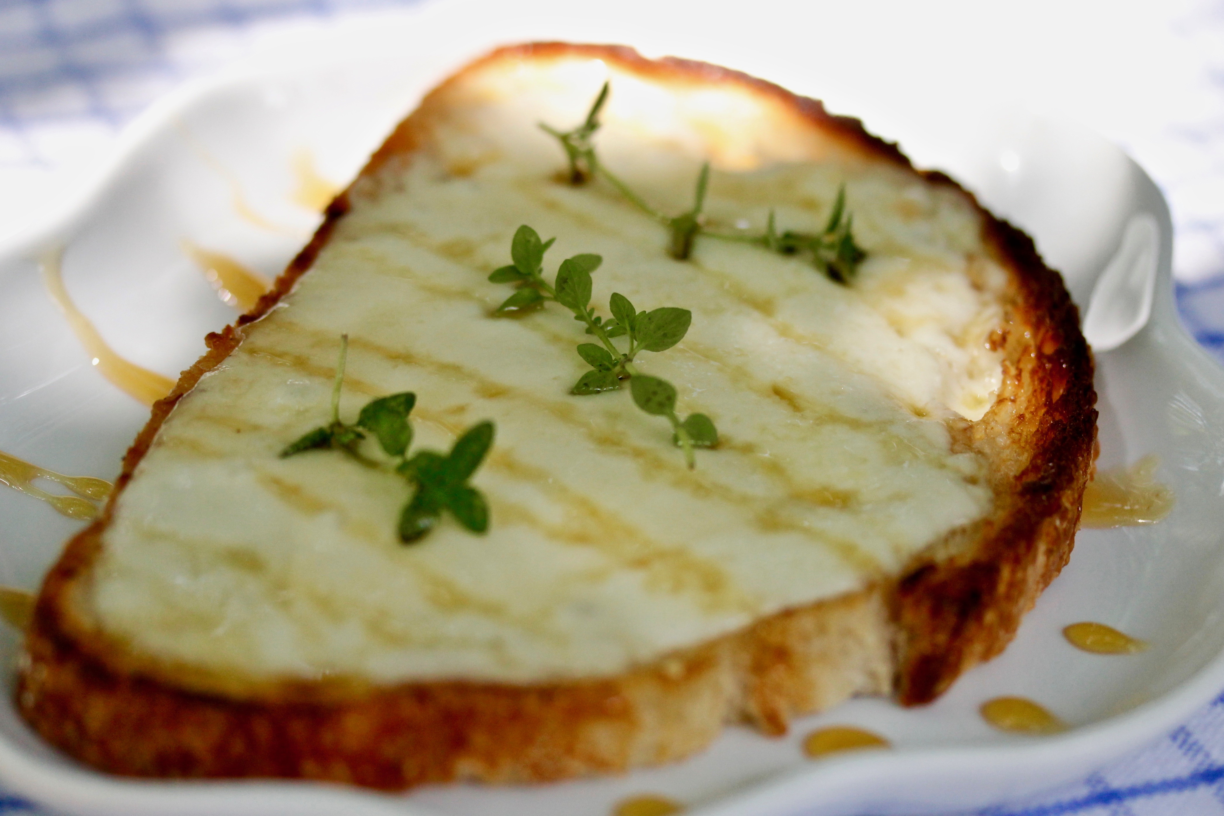 Open-faced Grilled Cheese with Honey