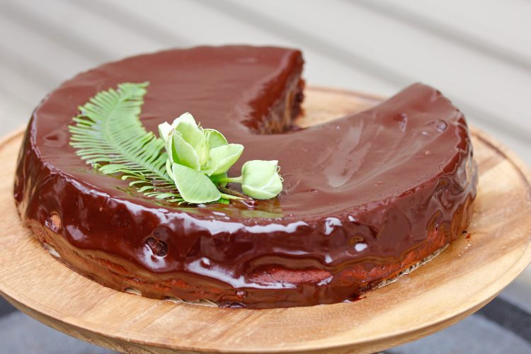 Red Wine Glaze on a Dark Chocolate Cake