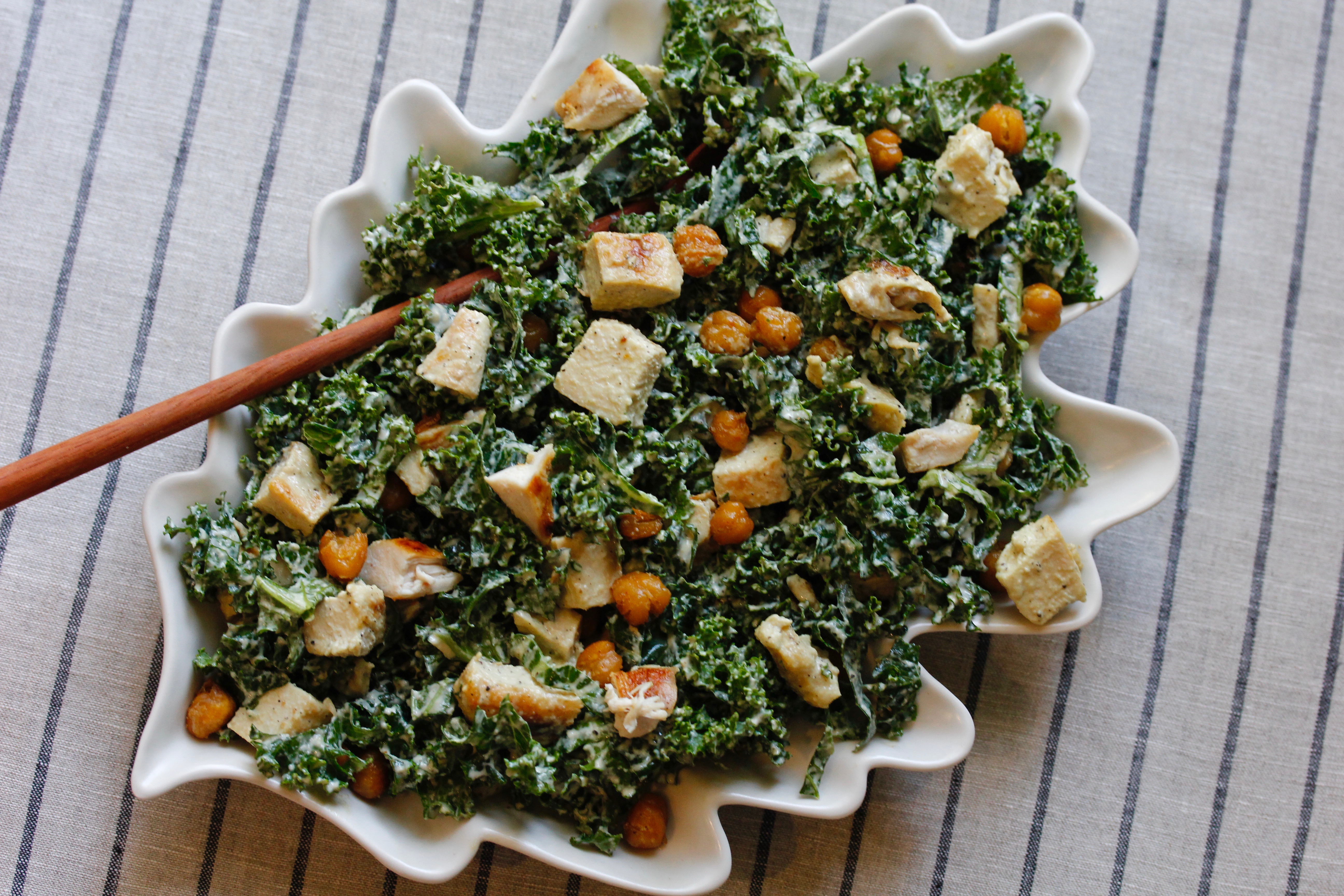 Chicken Kale Caesar with Chickpeas