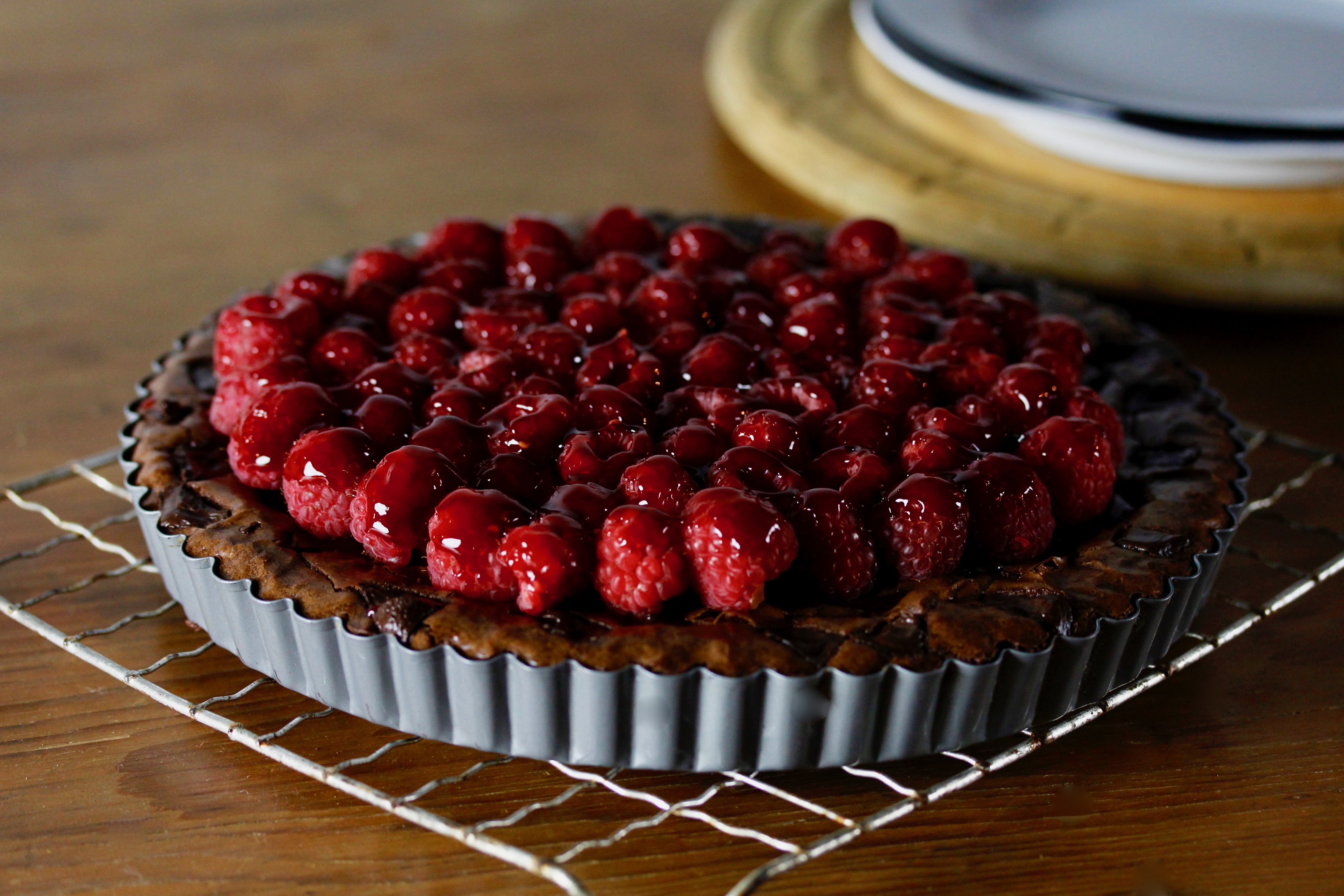 Raspberry Brownie Tart