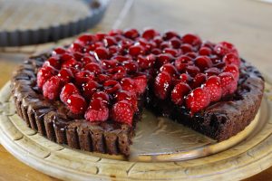 Raspberry Brownie Tart