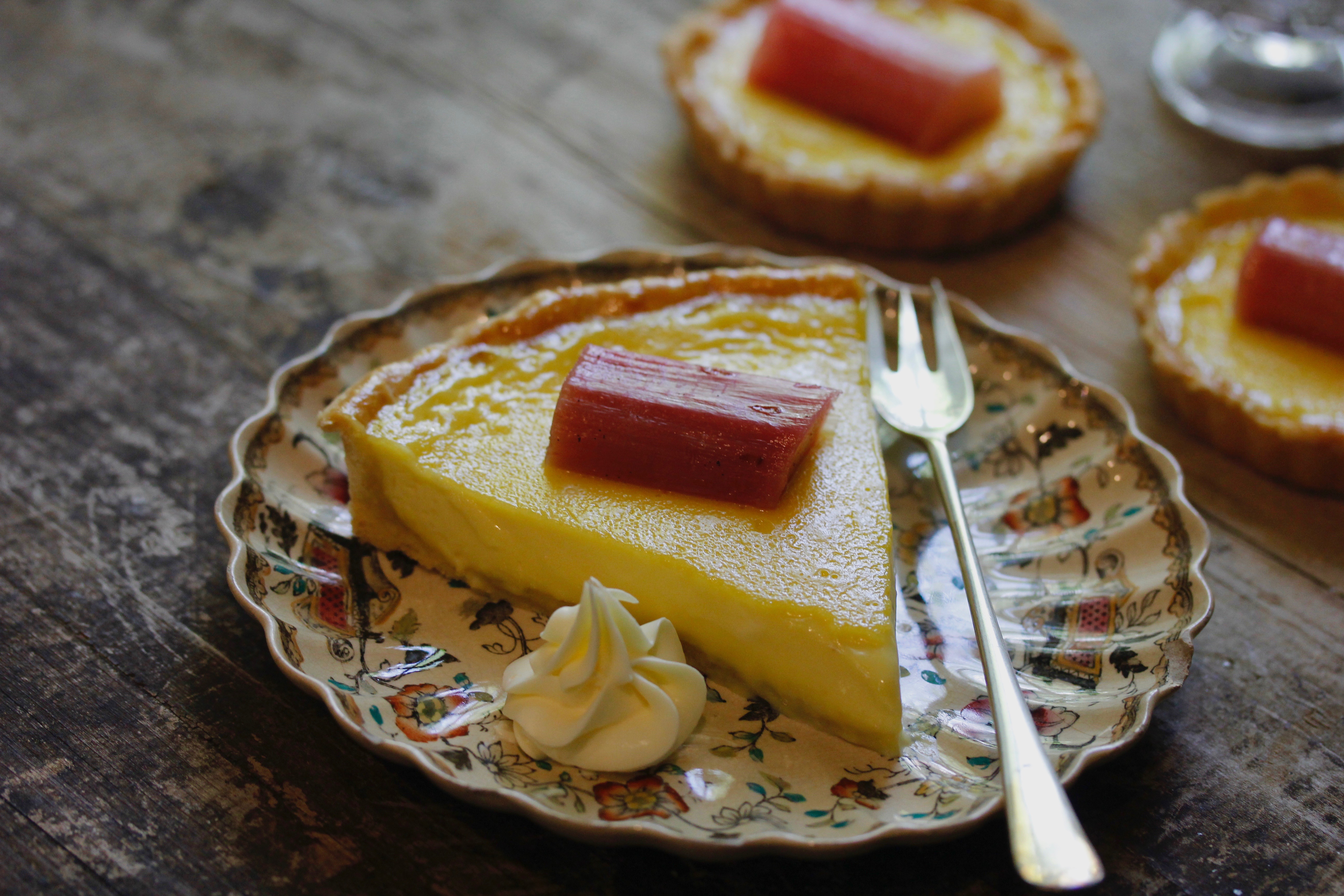 Ginger Custard Tart with Rhubarb