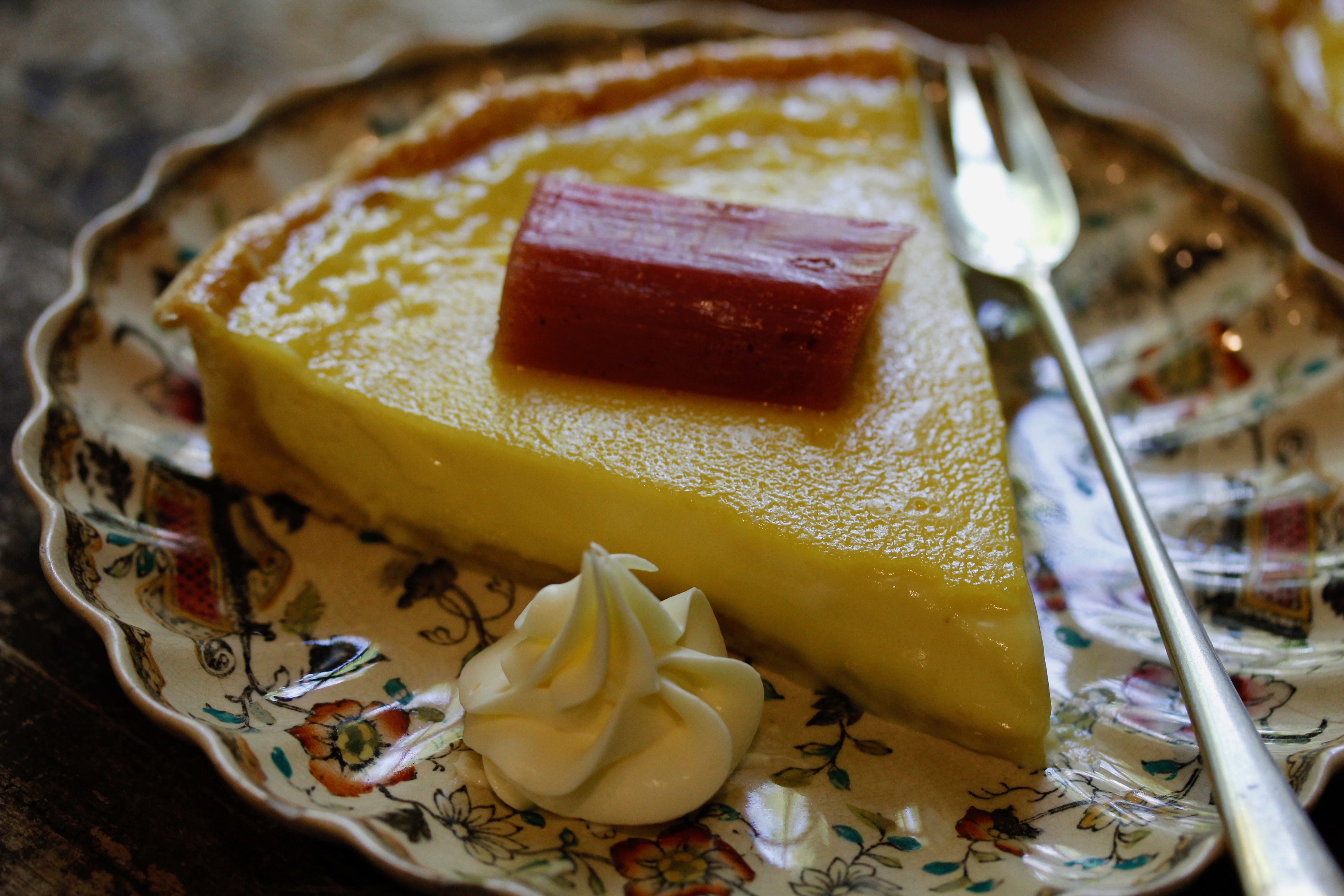 Ginger Custard Tart with Rhubarb