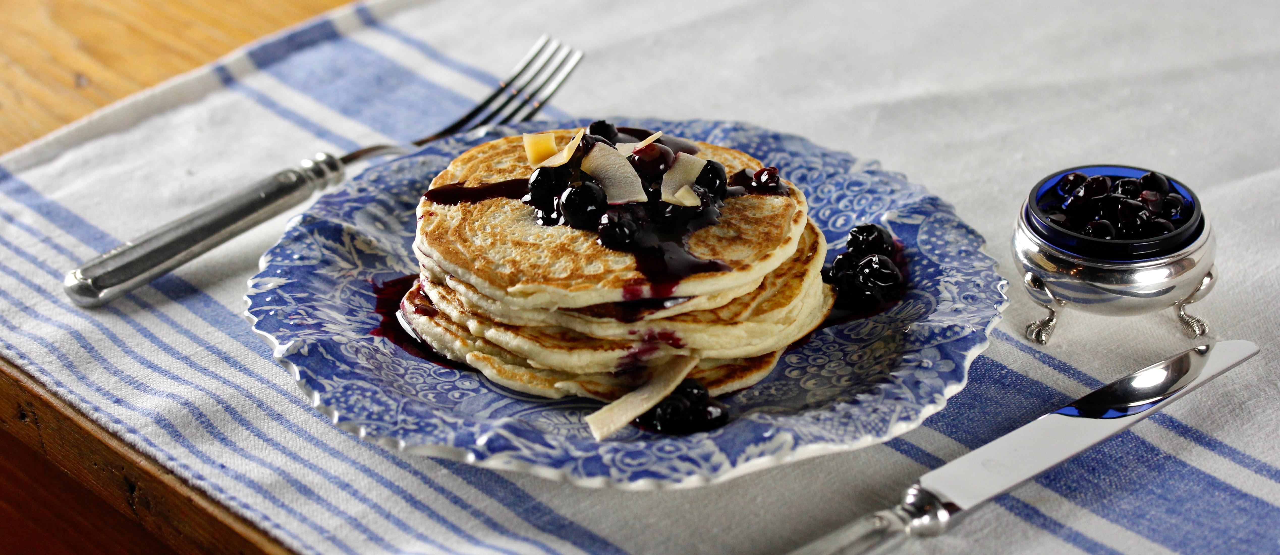 Coconut Pancakes with Blueberries