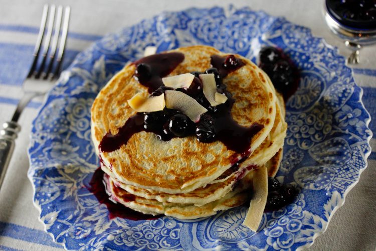 Coconut Pancakes with Blueberries