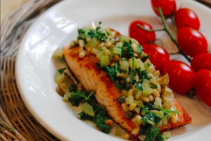 Pan-Fried Salmon with Pine Nuts