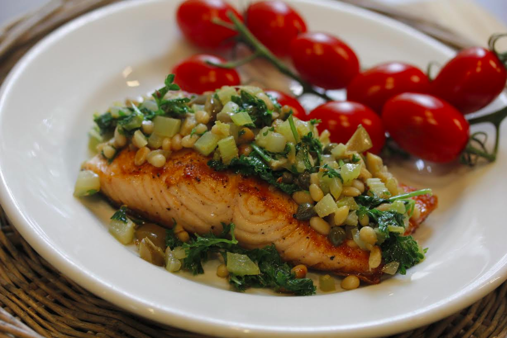 Pan-Fried Salmon with Pine Nuts